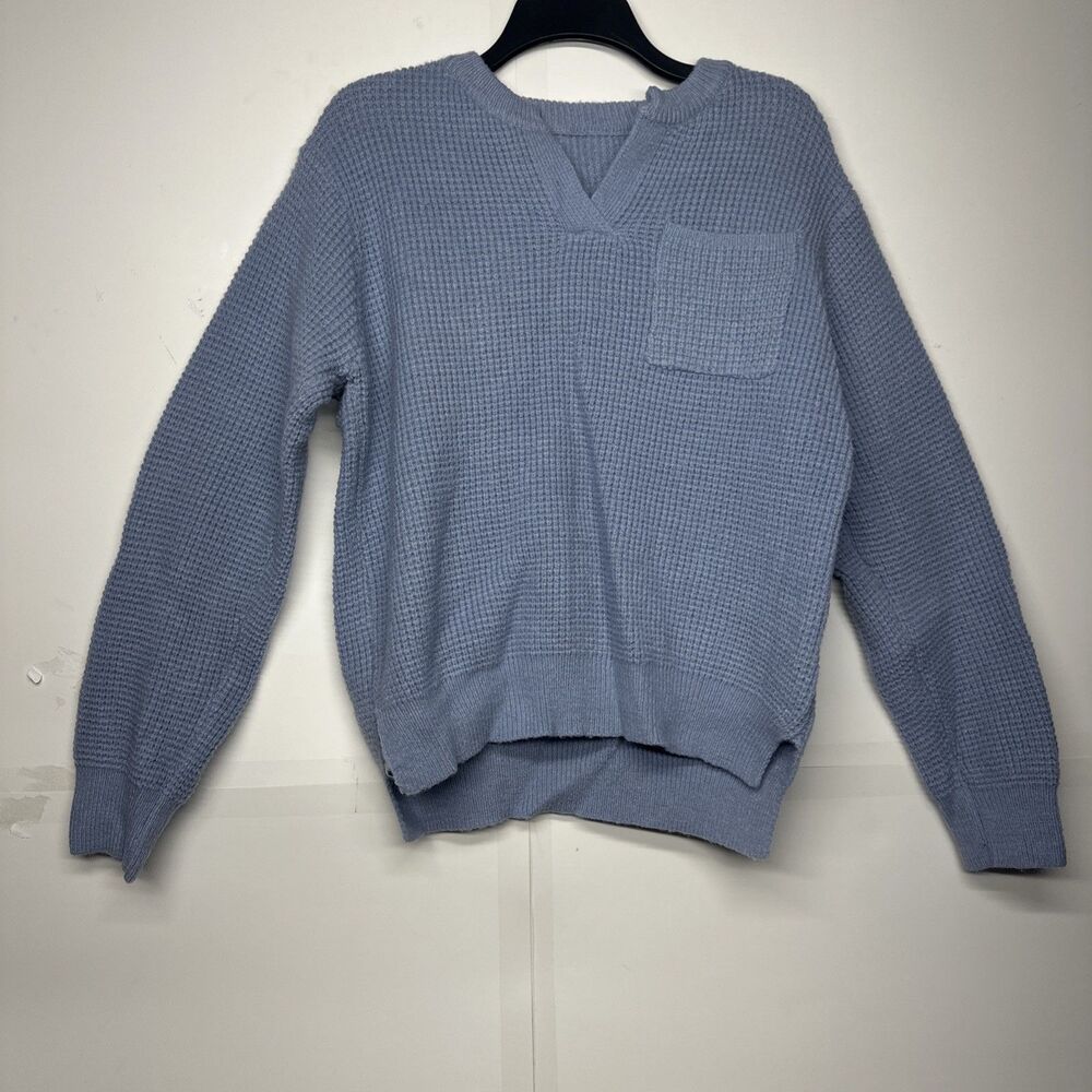 SHEIN Light Blue Waffle Knit Sweater - Size XL